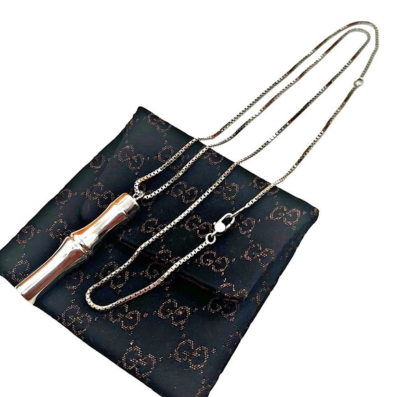 Authentic Gucci Rare Tom Ford Sterling Silver Bamboo Pendant Necklace - Picture 1 of 7